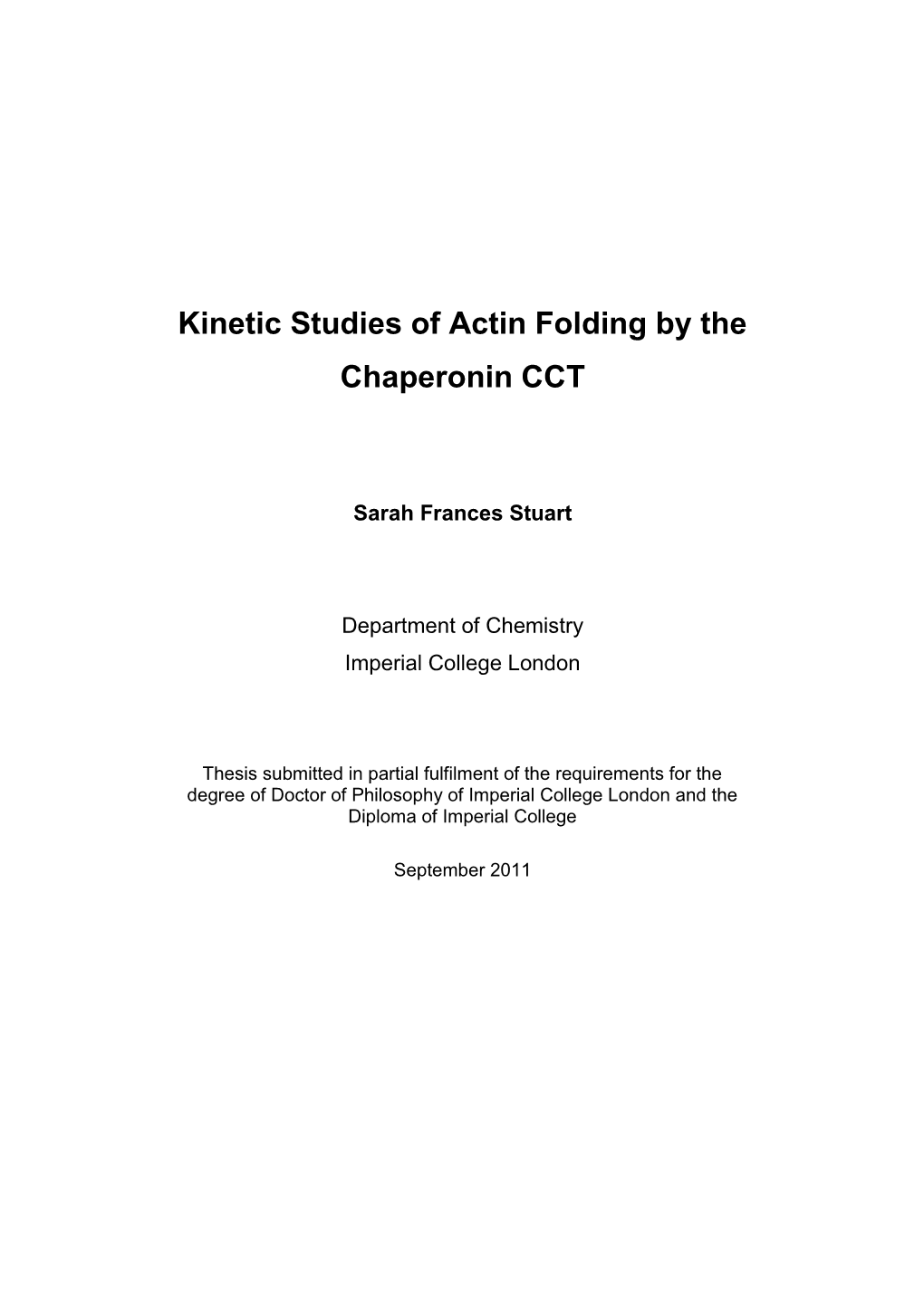 Actin Folding by the Chaperonin CCT
