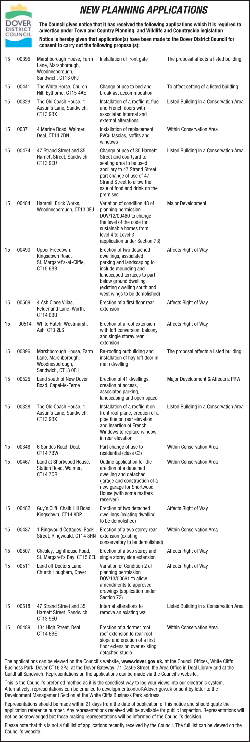 New Planning Applications