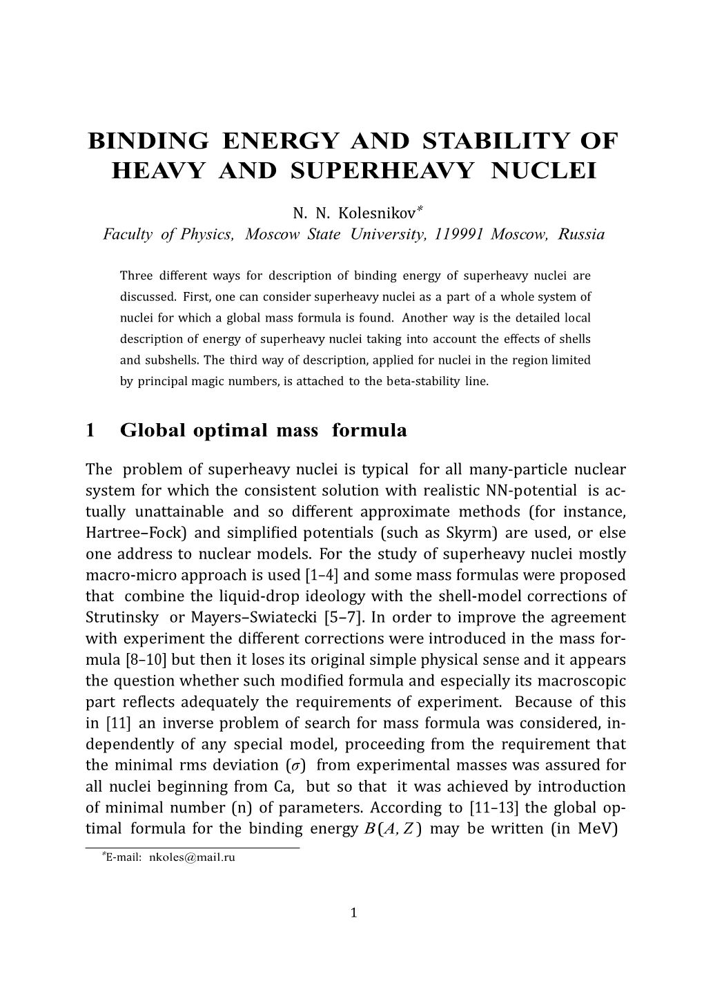 Binding Energy and Stability of Heavy and Superheavy Nuclei