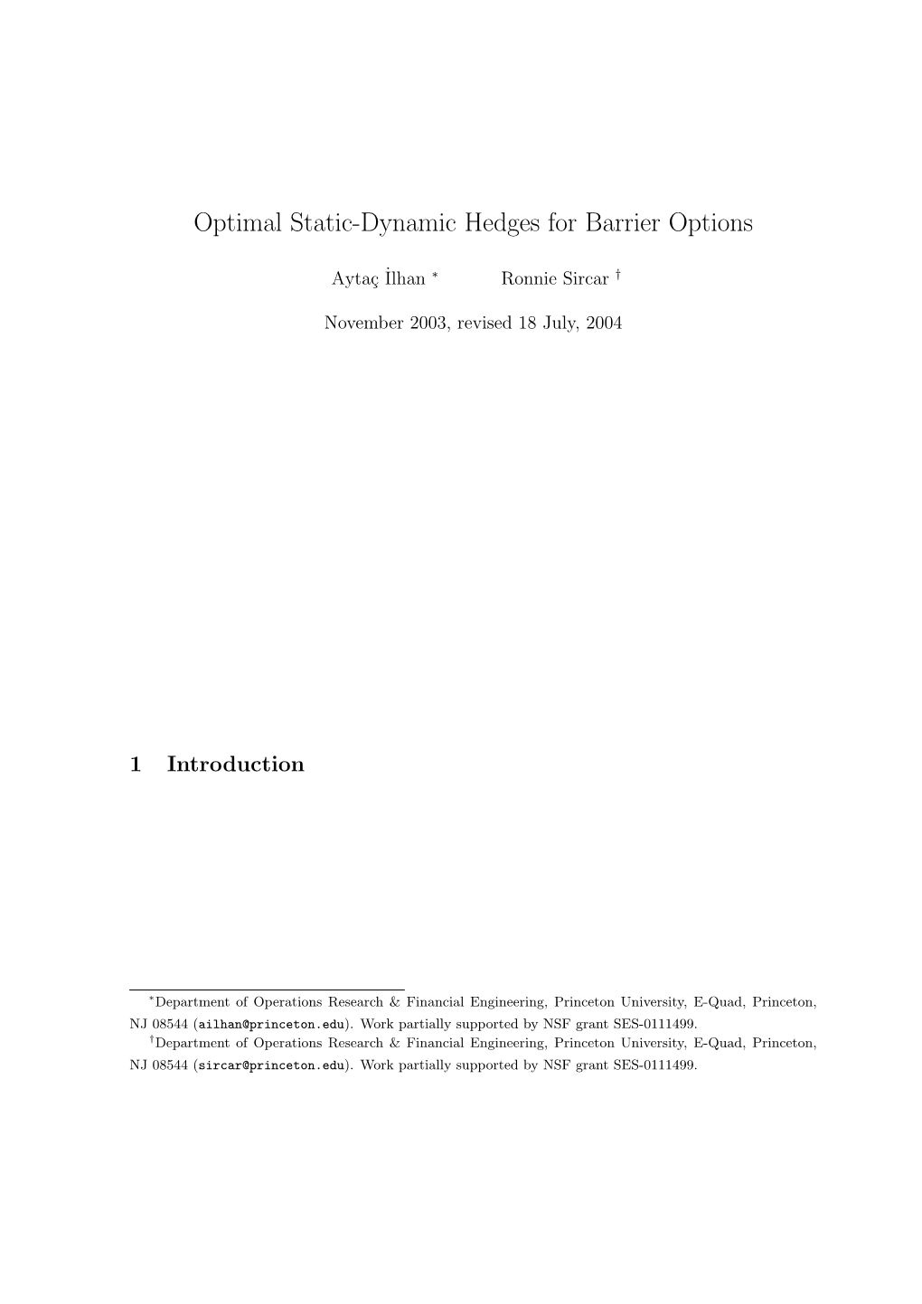 Optimal Static-Dynamic Hedges for Barrier Options