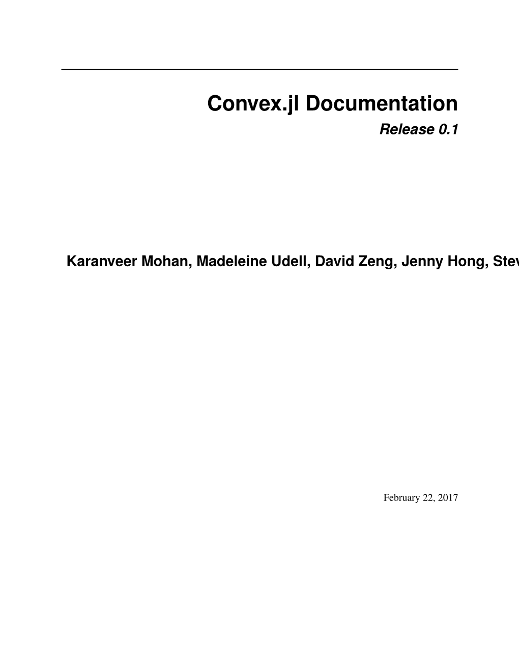 Convex.Jl Documentation Release 0.1