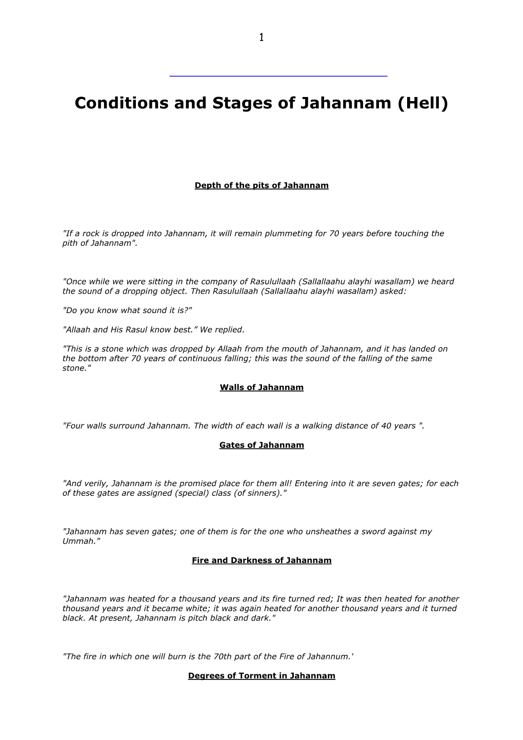 Conditions and Stages of Jahannam (Hell) by Mufti Afzal Hoosen Elias