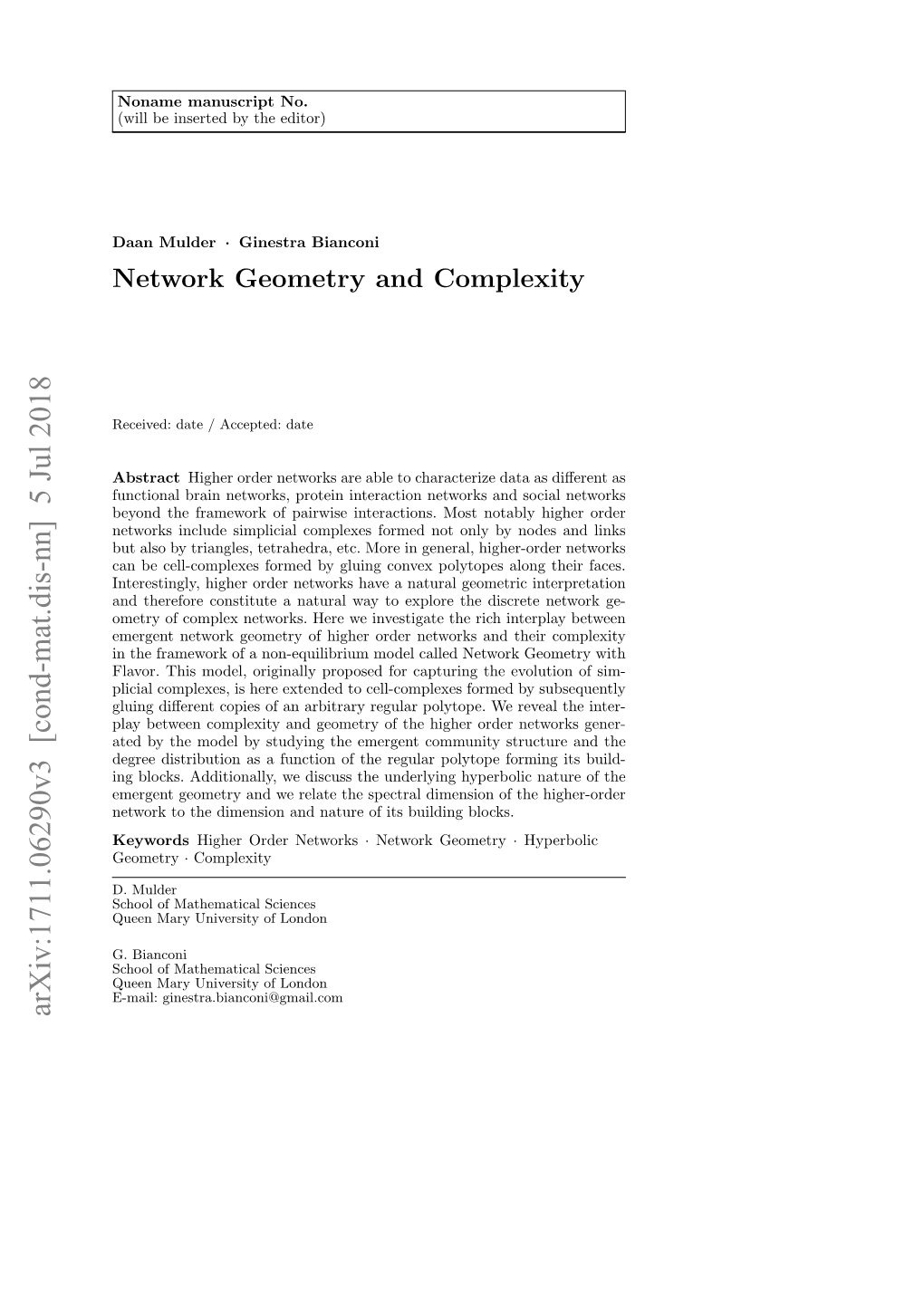 Network Geometry and Complexity