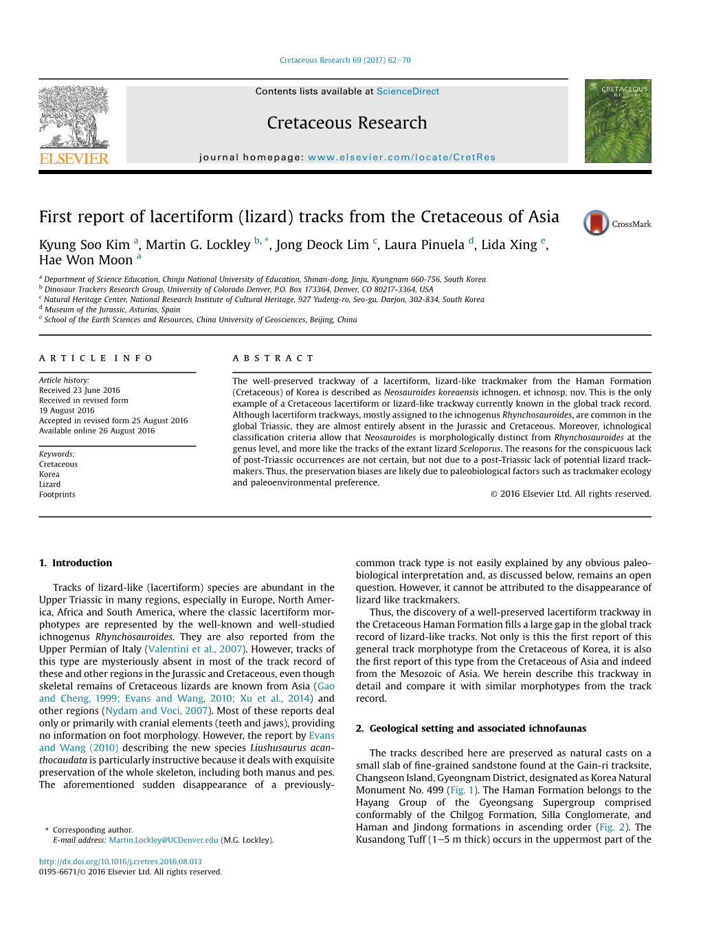 First Report of Lacertiform (Lizard) Tracks from the Cretaceous of Asia