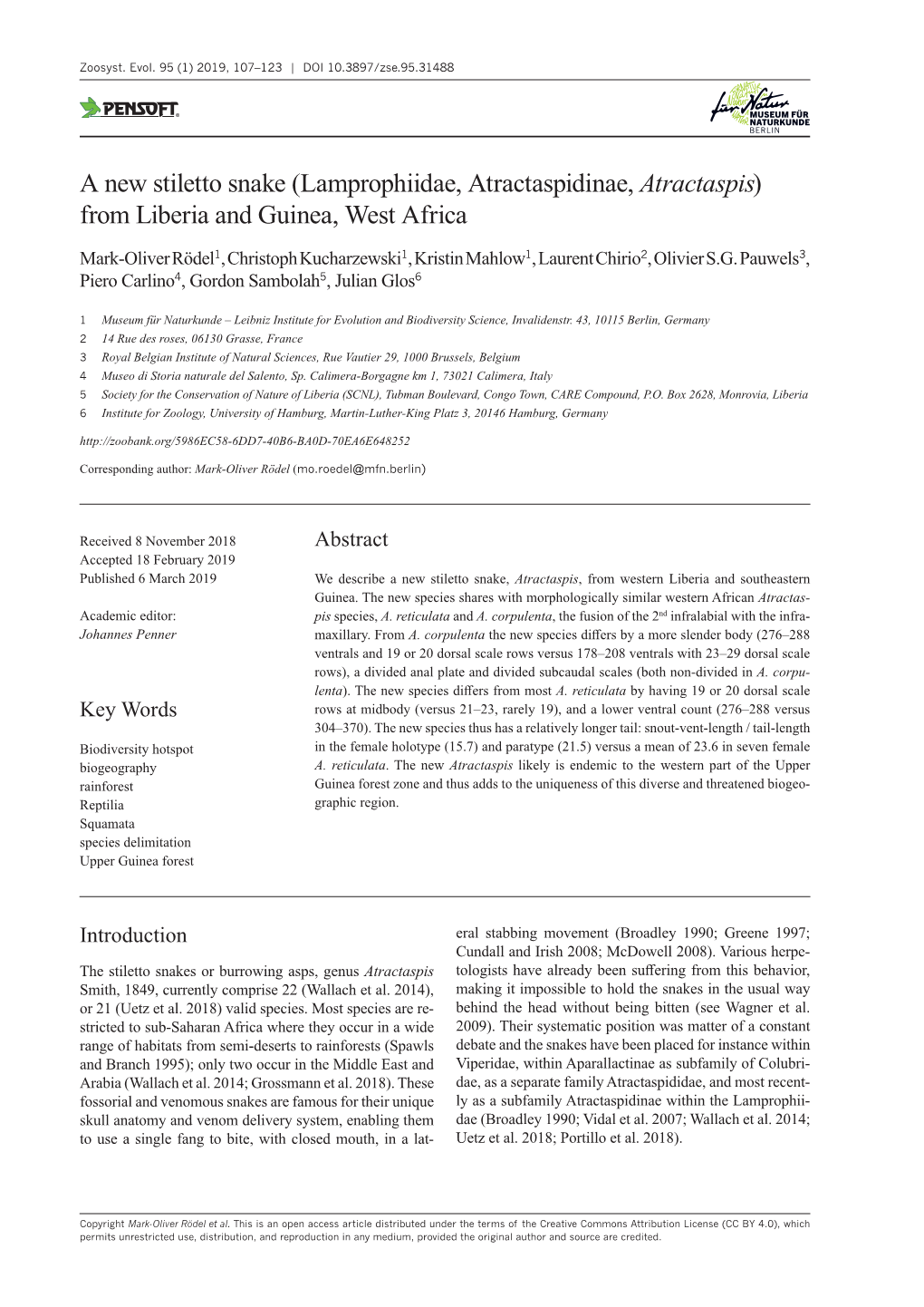 A New Stiletto Snake (Lamprophiidae, Atractaspidinae, Atractaspis) from Liberia and Guinea, West Africa