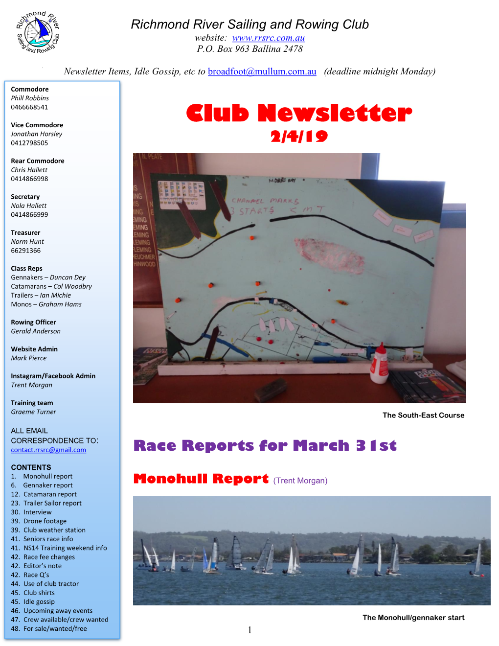 Richmond River Sailing and Rowing Club Website: P.O