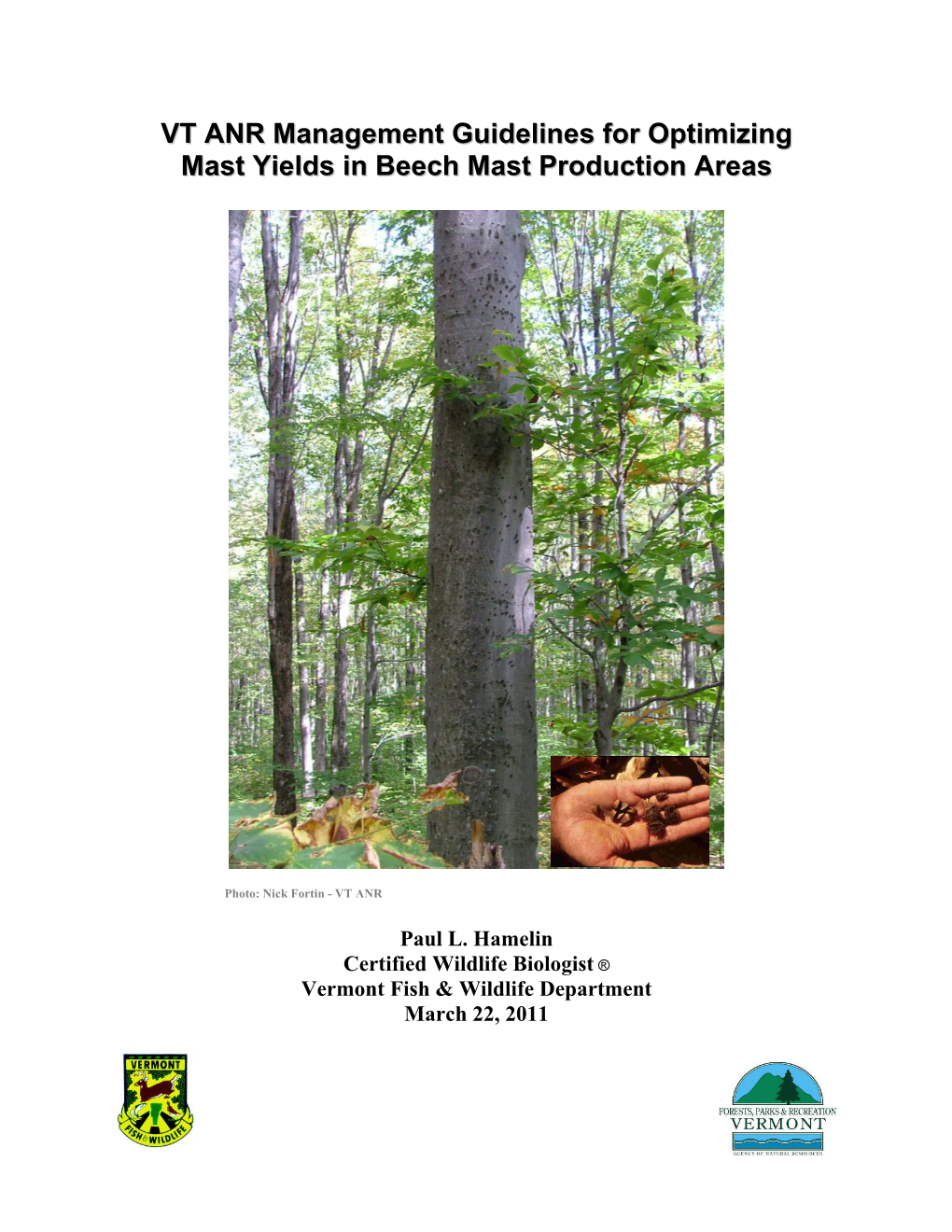 VT ANR Management Guidelines for Optimizing Mast Yields in Beech Mast Production Areas