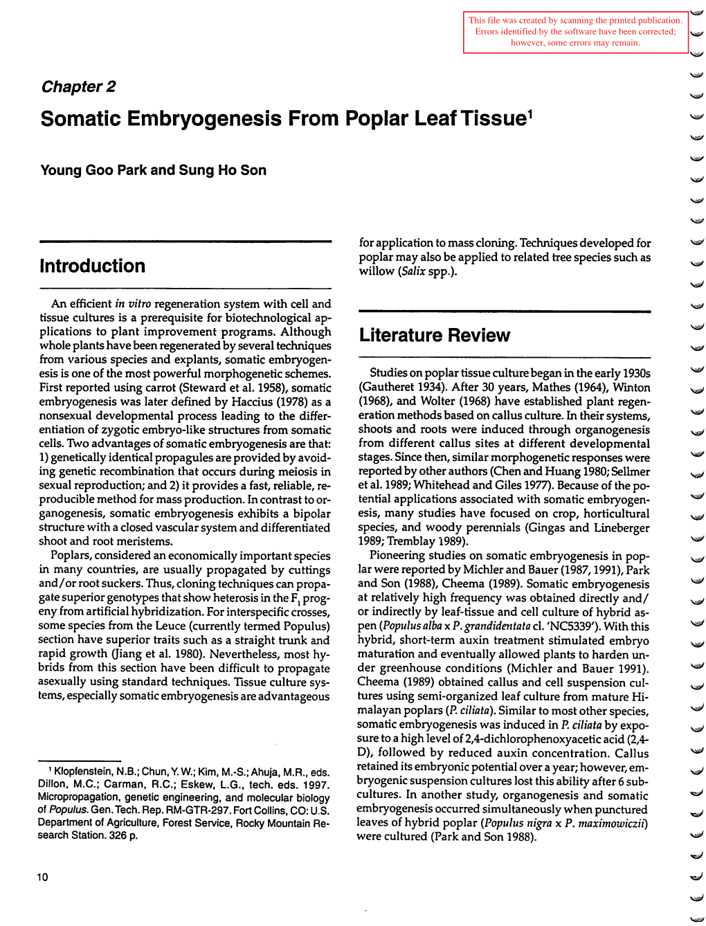 Somatic En1bryogenesis from Poplar Leaf Tissue1