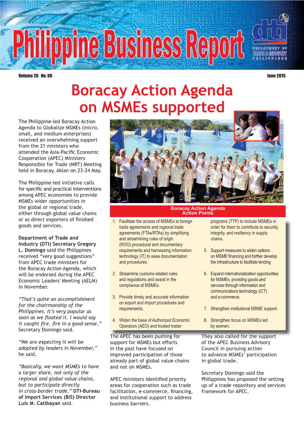Boracay Action Agenda on Msmes Supported