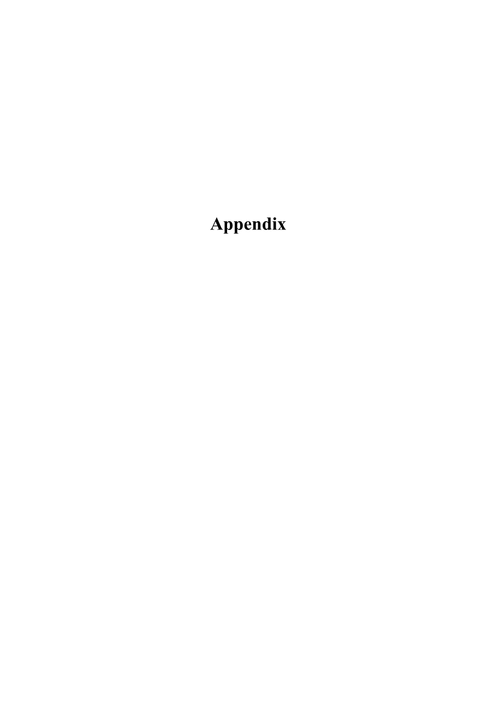 Appendix Appendix List No