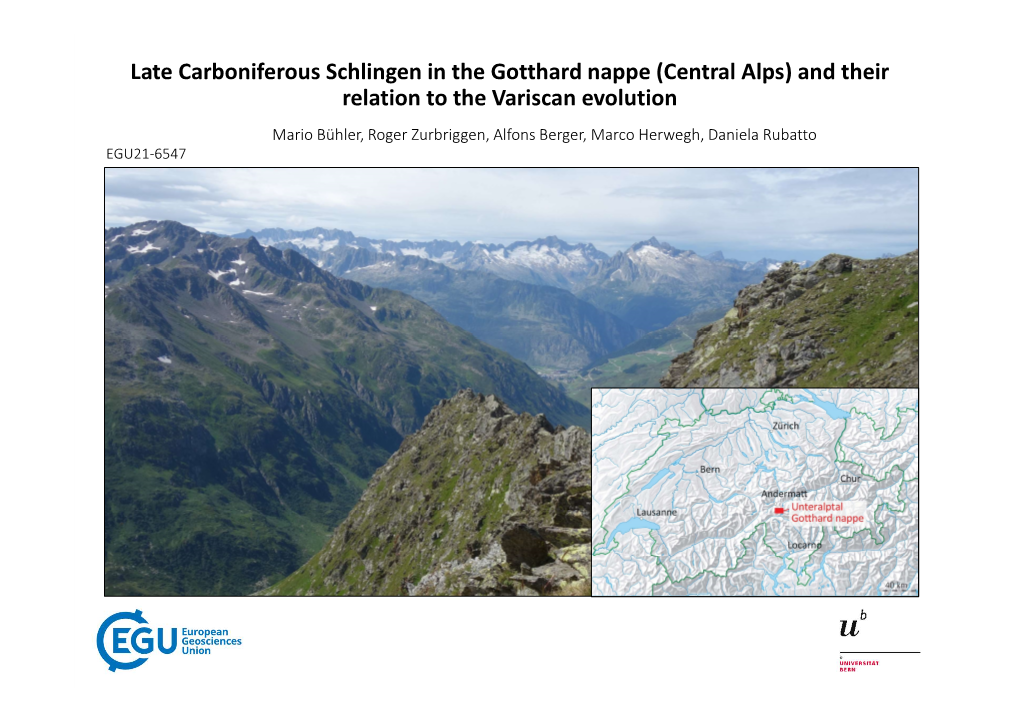 Late Carboniferous Schlingen in the Gotthard Nappe (Central Alps) And