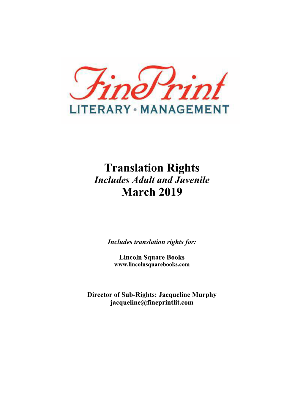 Translation Rights March 2019