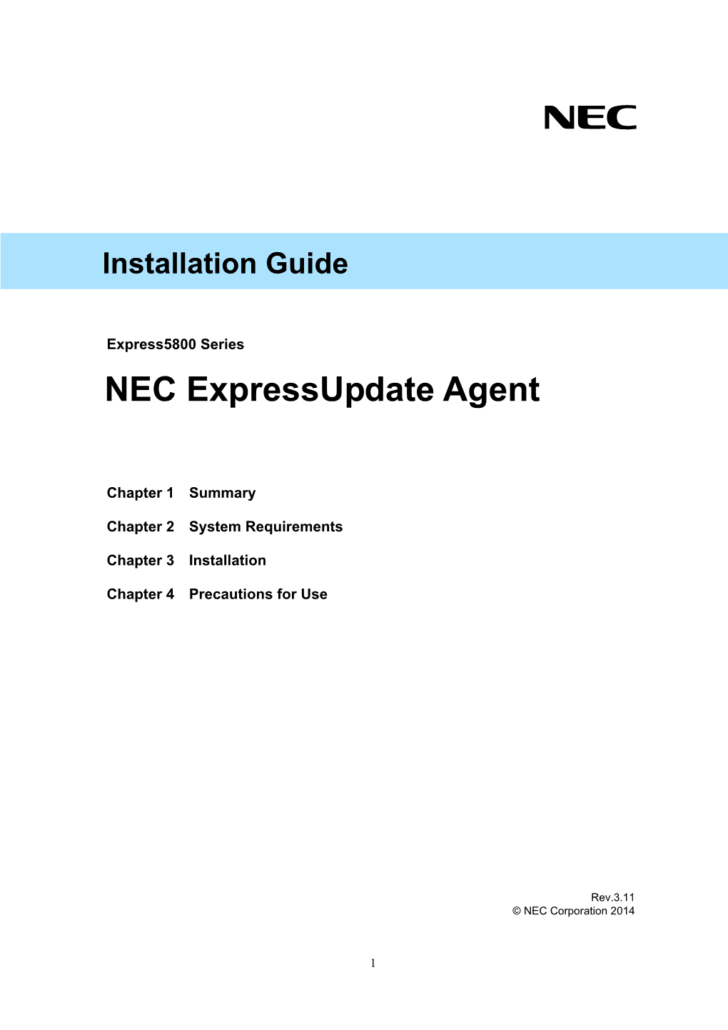 NEC Expressupdate Agent Installation Guide