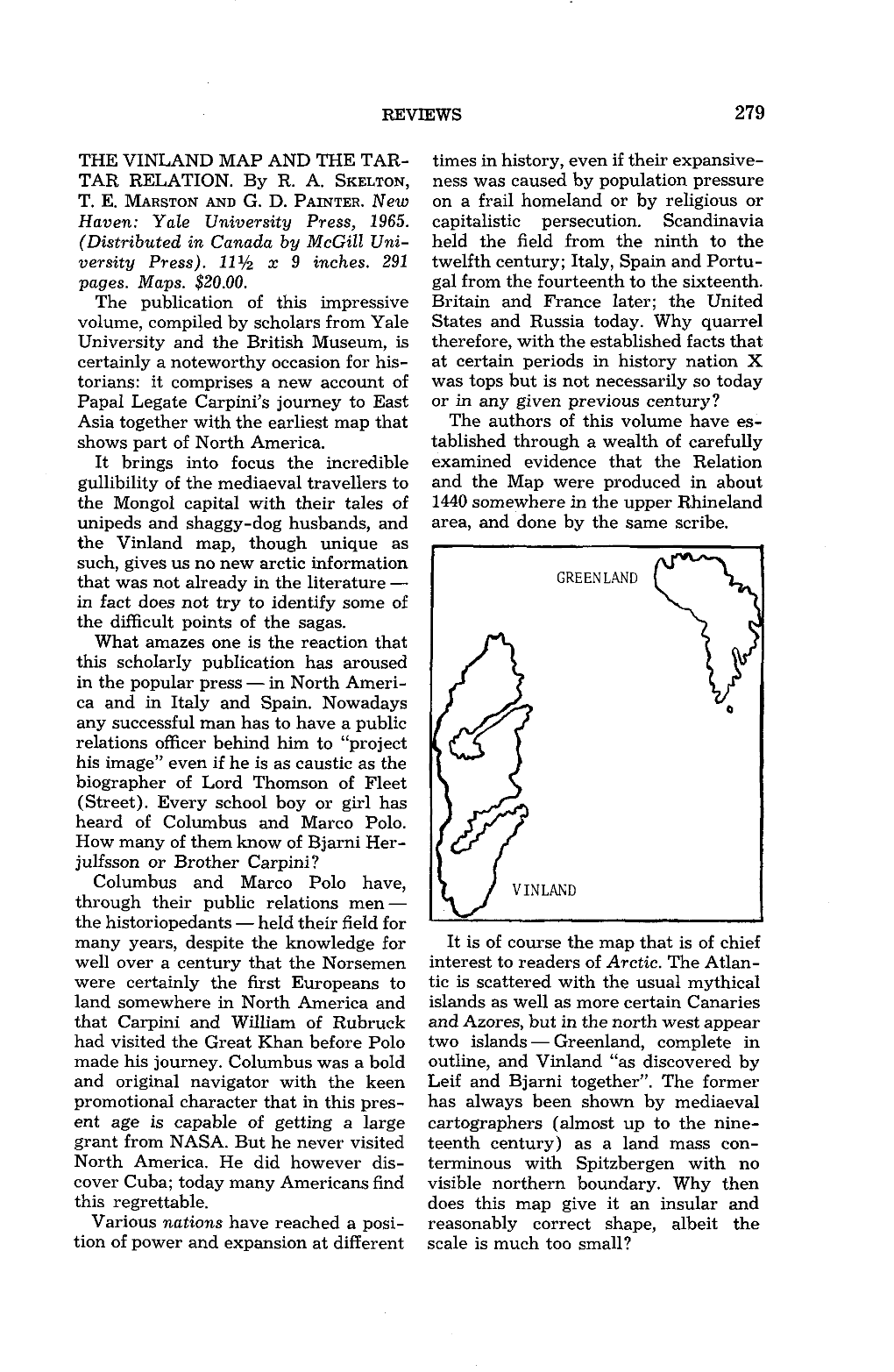 The Vinland Map and the Tartar Relation, by R.A. Skelton, T.E