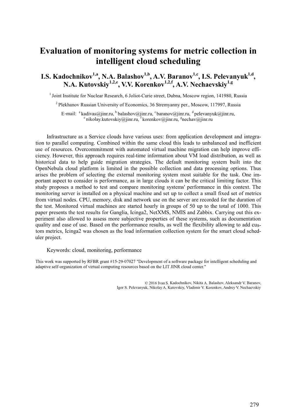 Evaluation of Monitoring Systems for Metric Collection in Intelligent Cloud Scheduling