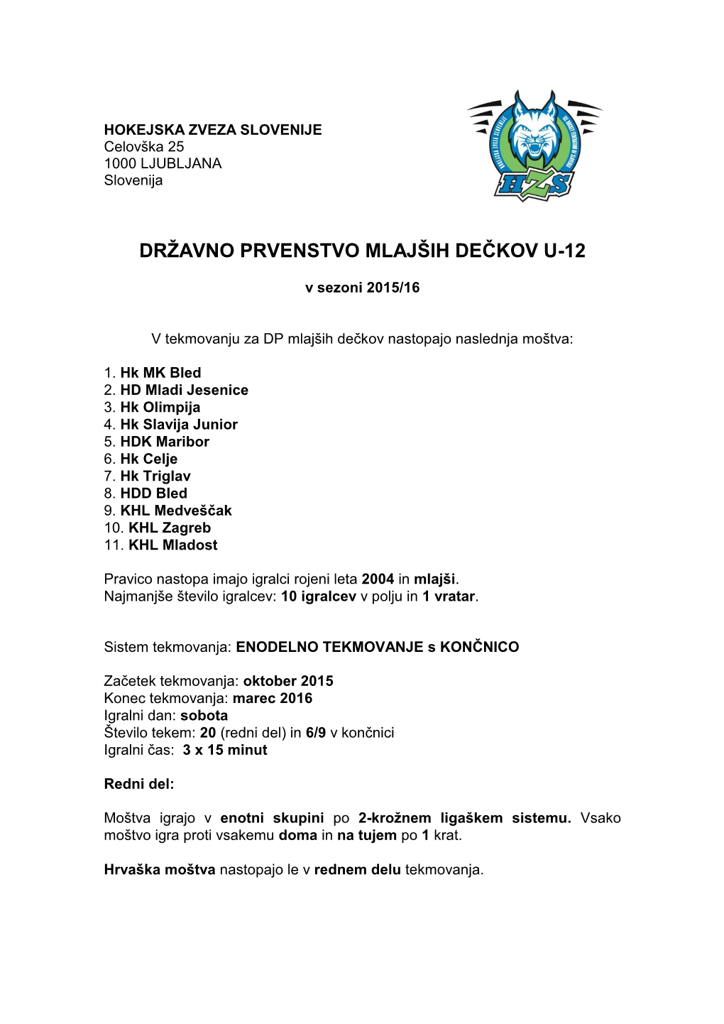 Državno Prvenstvo Mlajših Dečkov U-12