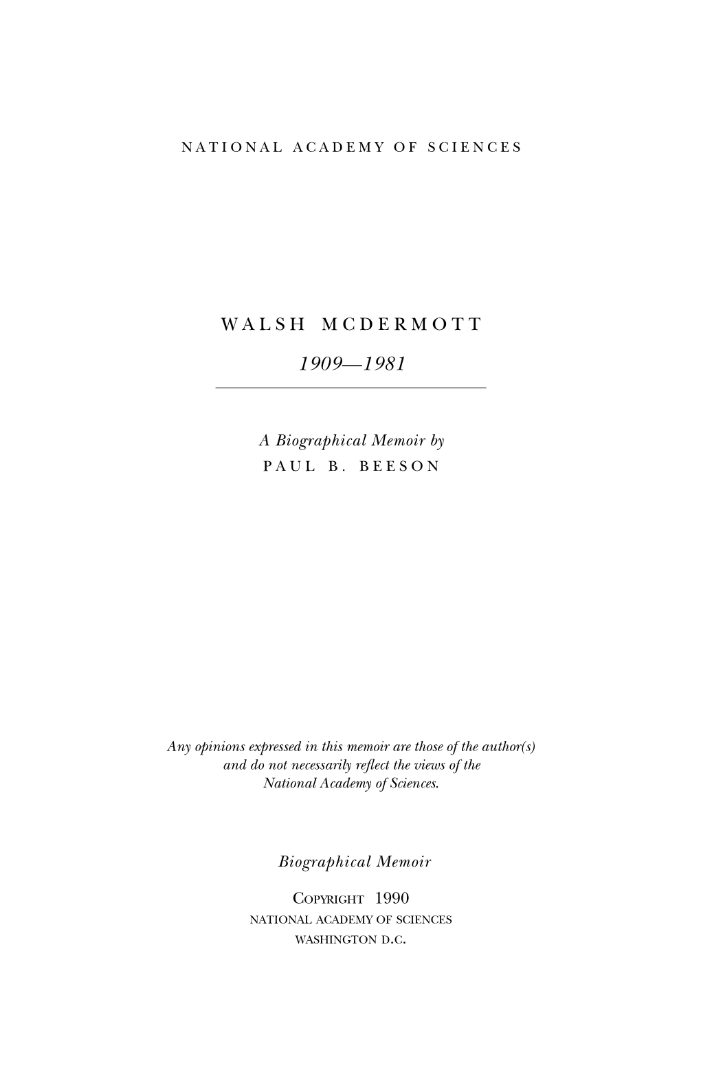 WALSH Mcdermott October 24, 1909-October 11,1981