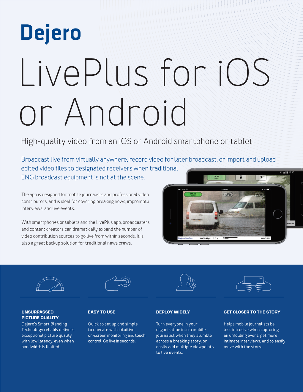 Liveplus for Ios Or Android High-Quality Video from an Ios Or Android Smartphone Or Tablet