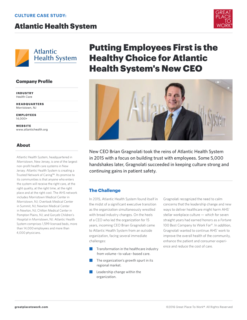 Putting Employees First Is the Healthy Choice for Atlantic Health System's New CEO