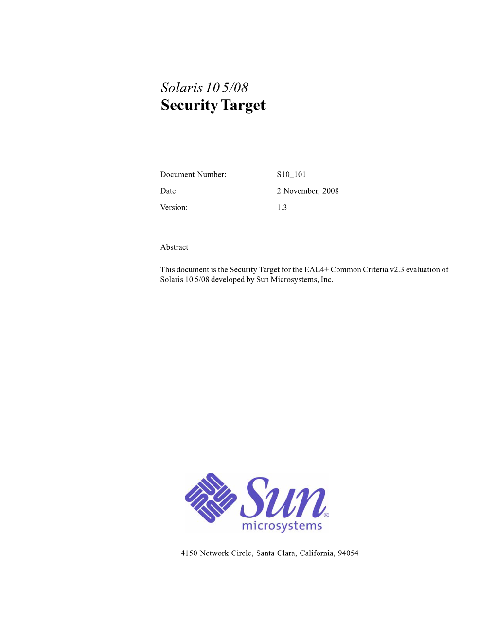 Solaris 10 5/08 Security Target