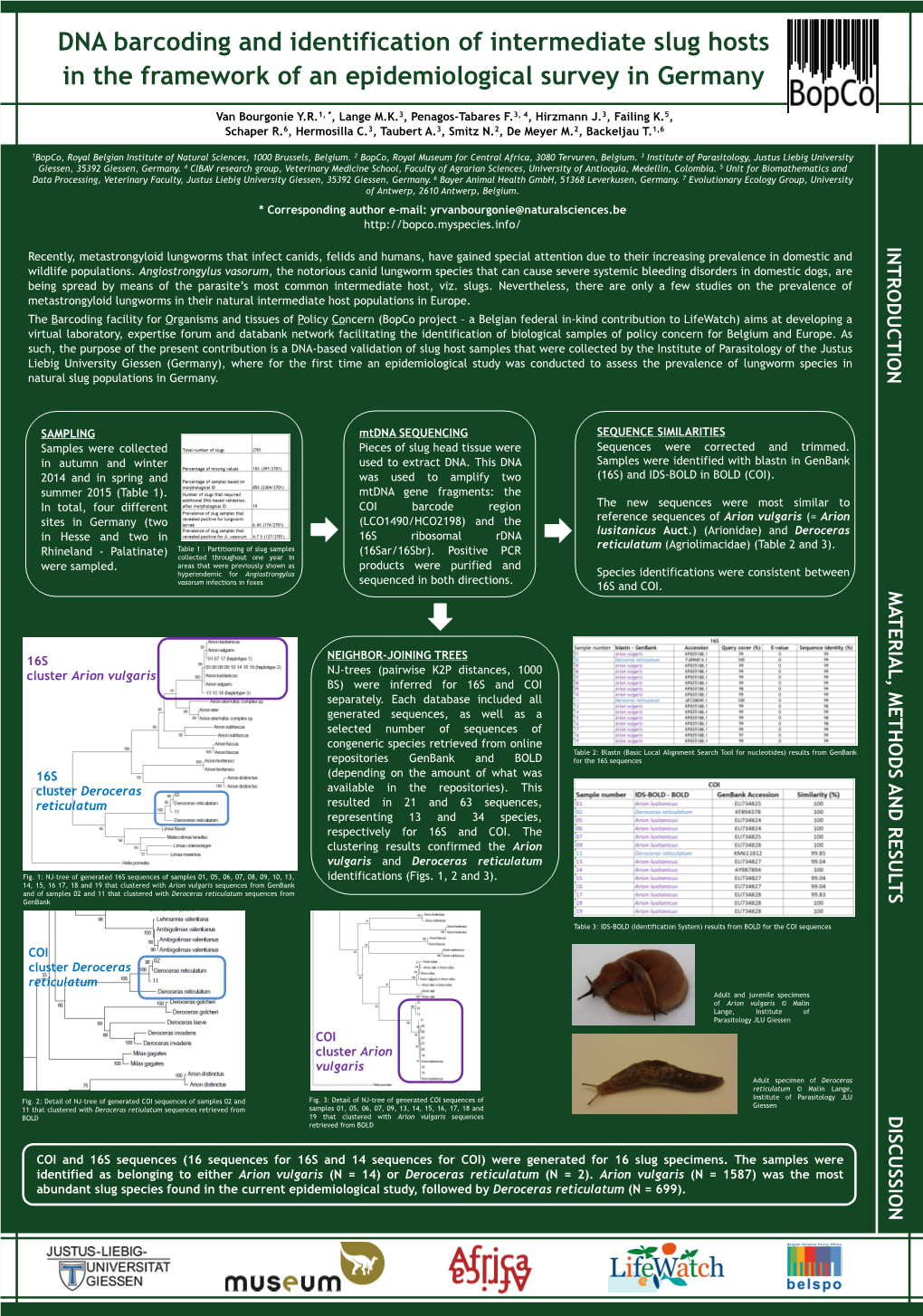 DNA Barcoding and Identification of Intermediate Slug Hosts in the Framework of an Epidemiological Survey in Germany