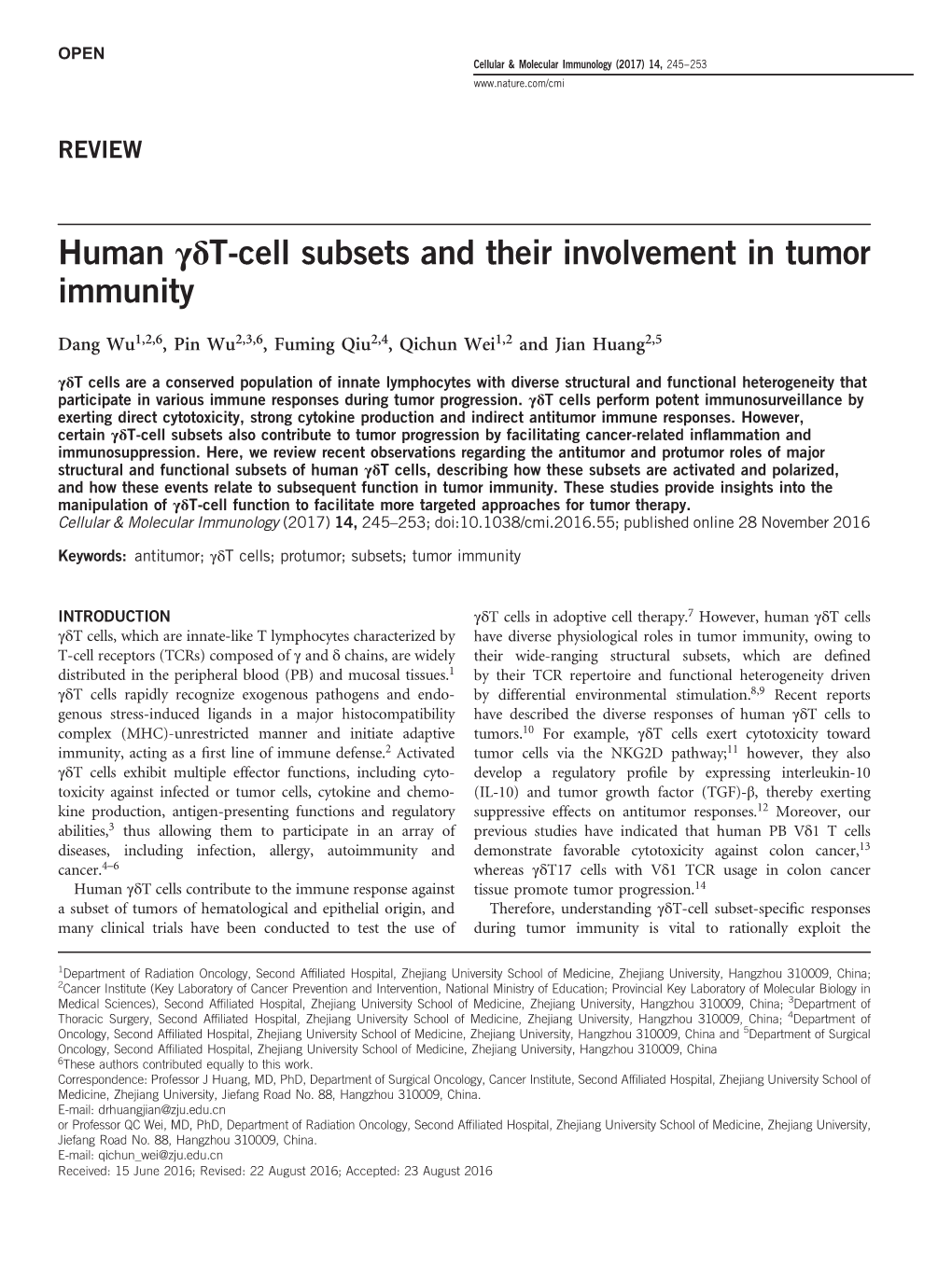 Human Γδt-Cell Subsets and Their Involvement in Tumor Immunity