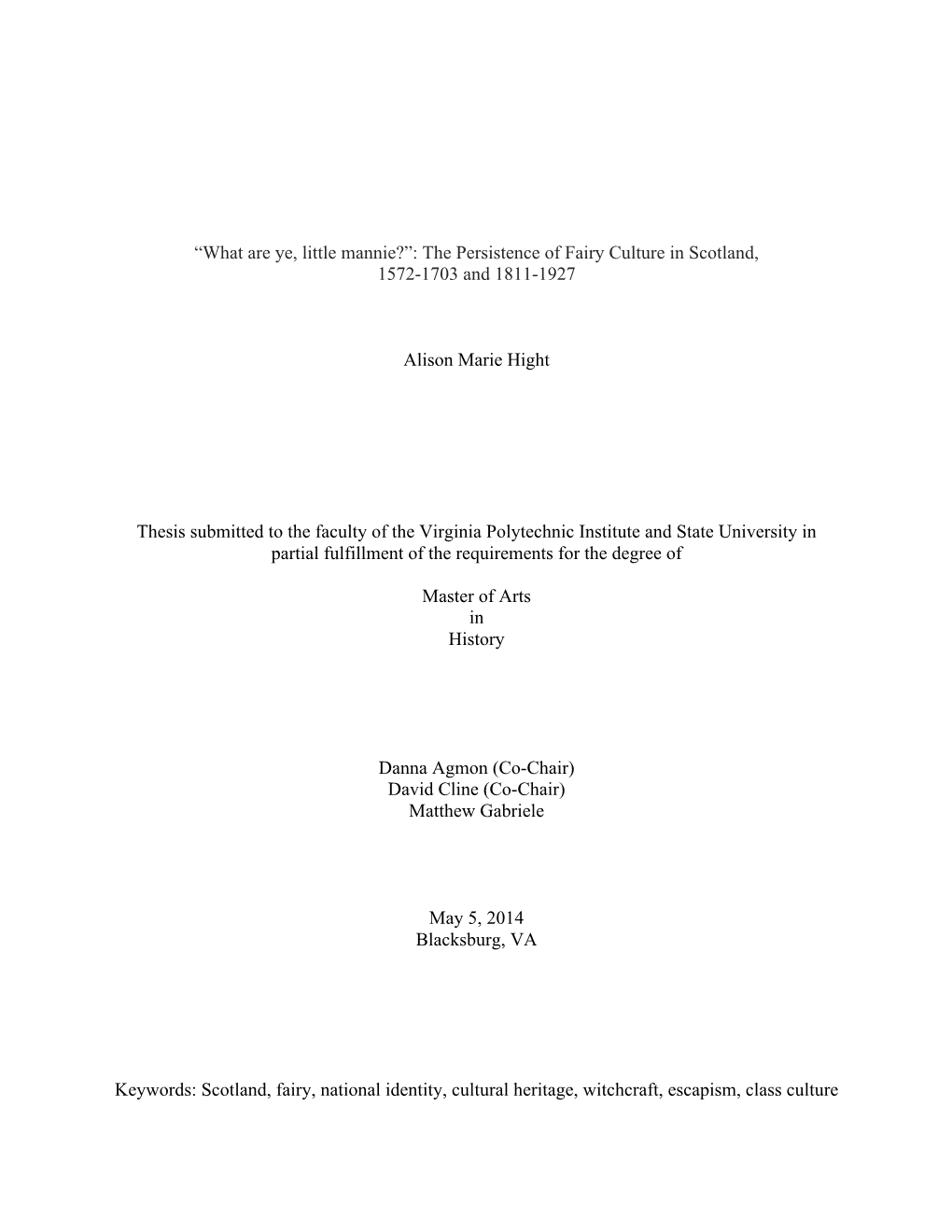 The Persistence of Fairy Culture in Scotland, 1572-1703 and 1811-1927