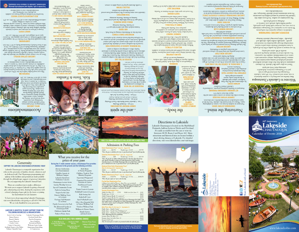 2018 Calendar of Events Brochure