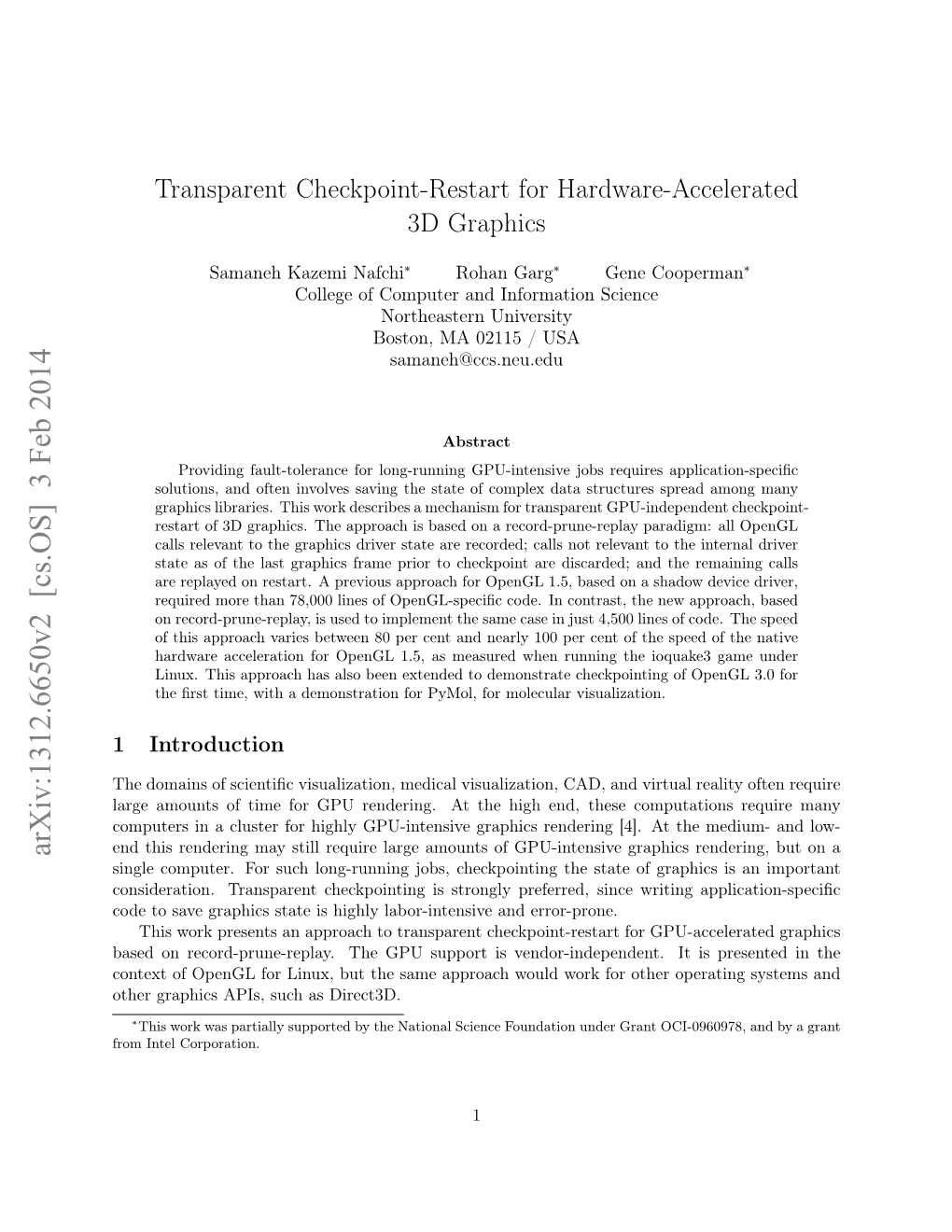 Transparent Checkpoint-Restart for Hardware-Accelerated 3D Graphics