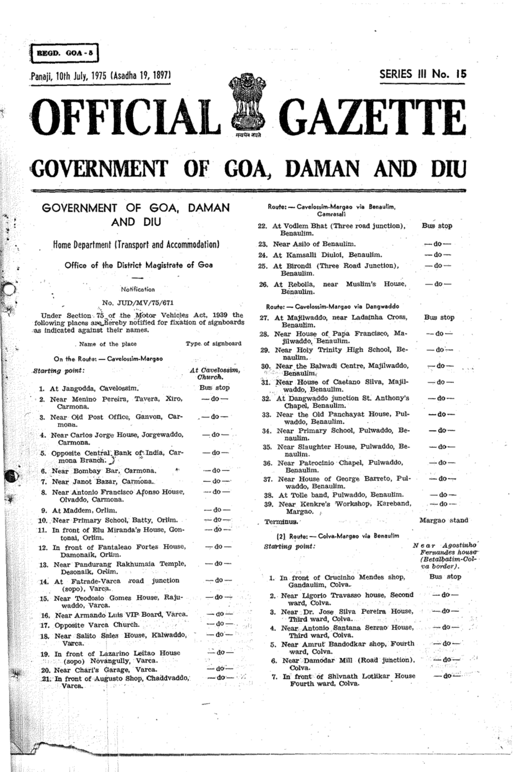 Official Gazette Government of Go~ Daman and Diu