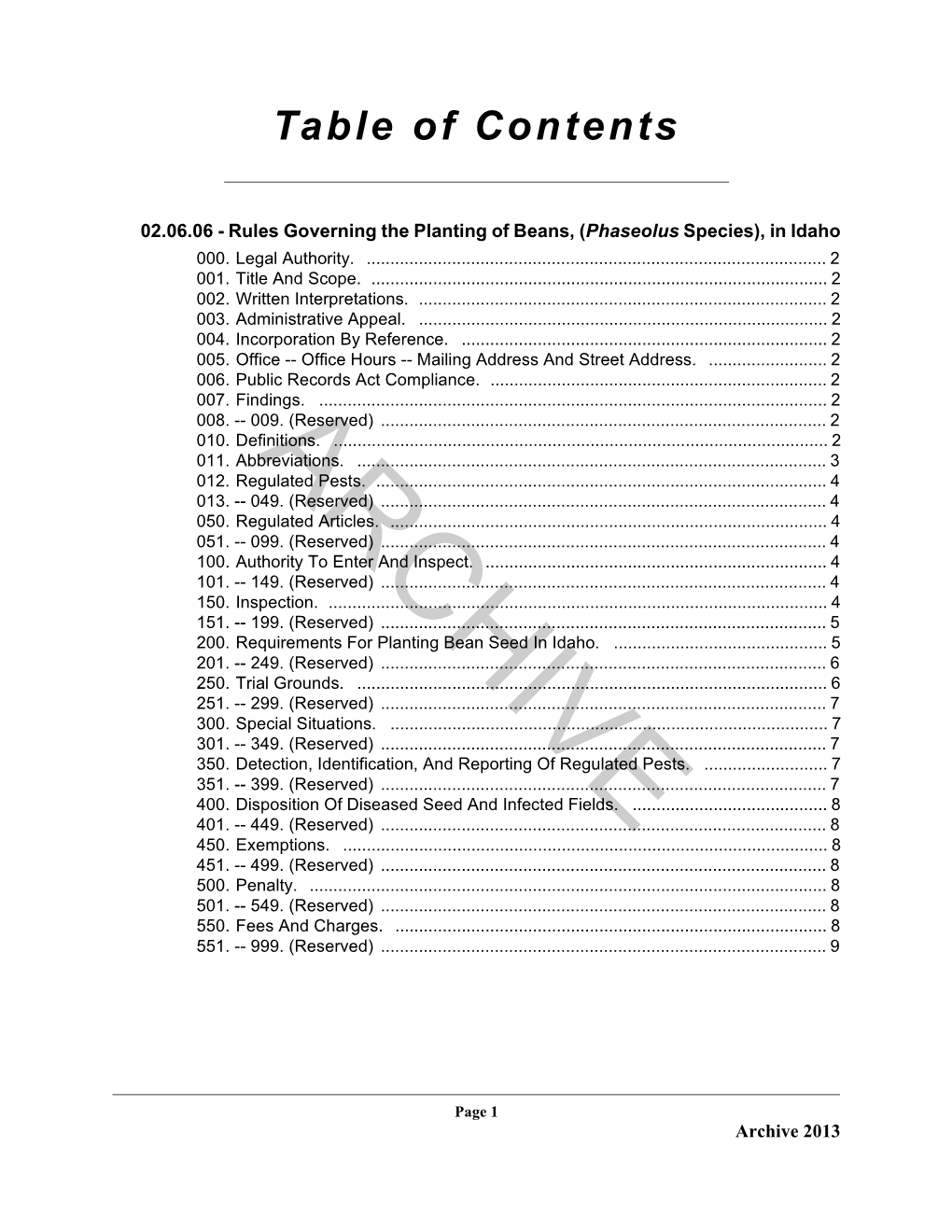 02.06.06, Rules Governing the Planting of Beans, (Phaseolus Species)