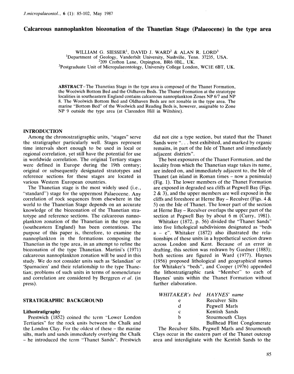 (Palaeocene) in the Type Area