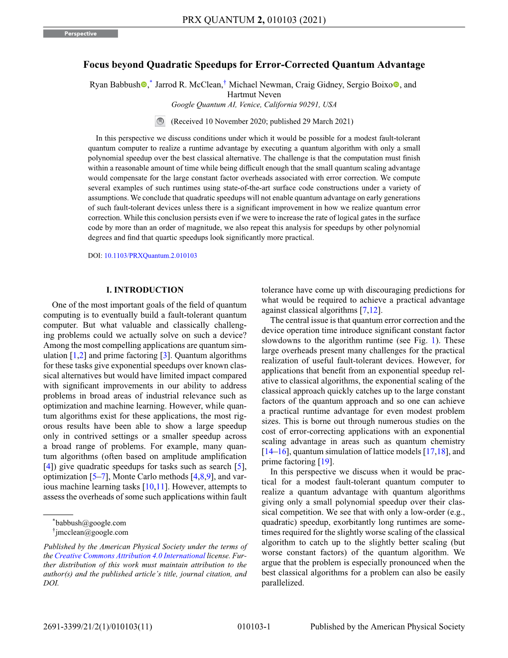 Focus Beyond Quadratic Speedups for Error-Corrected Quantum Advantage