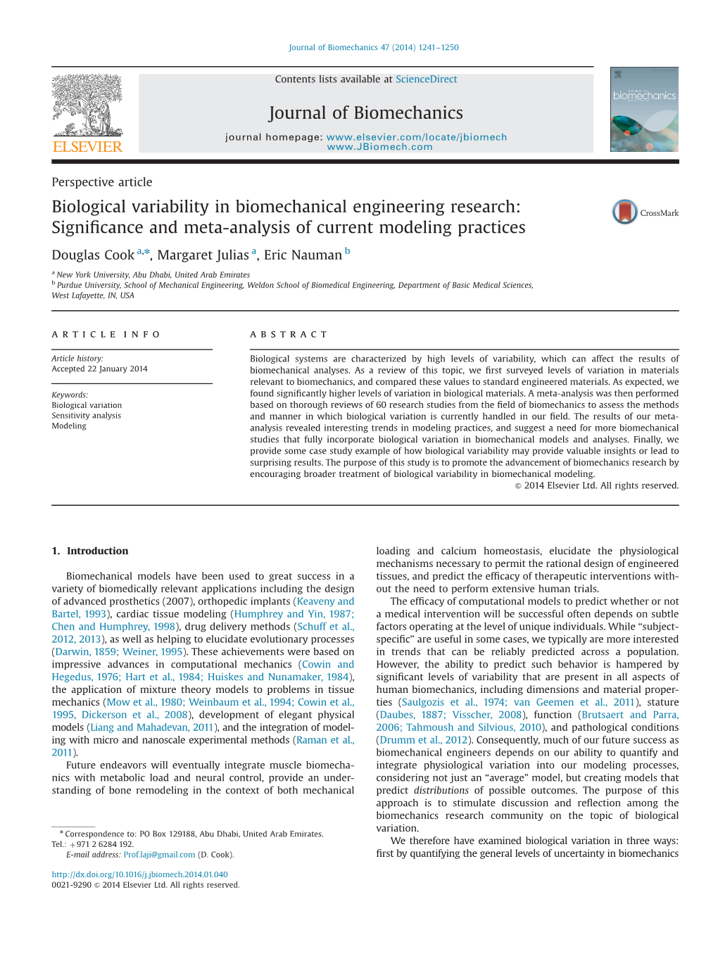 Biological Variability in Biomechanical Engineering Research Significance and Meta-Analysis of Current Modeling Practices