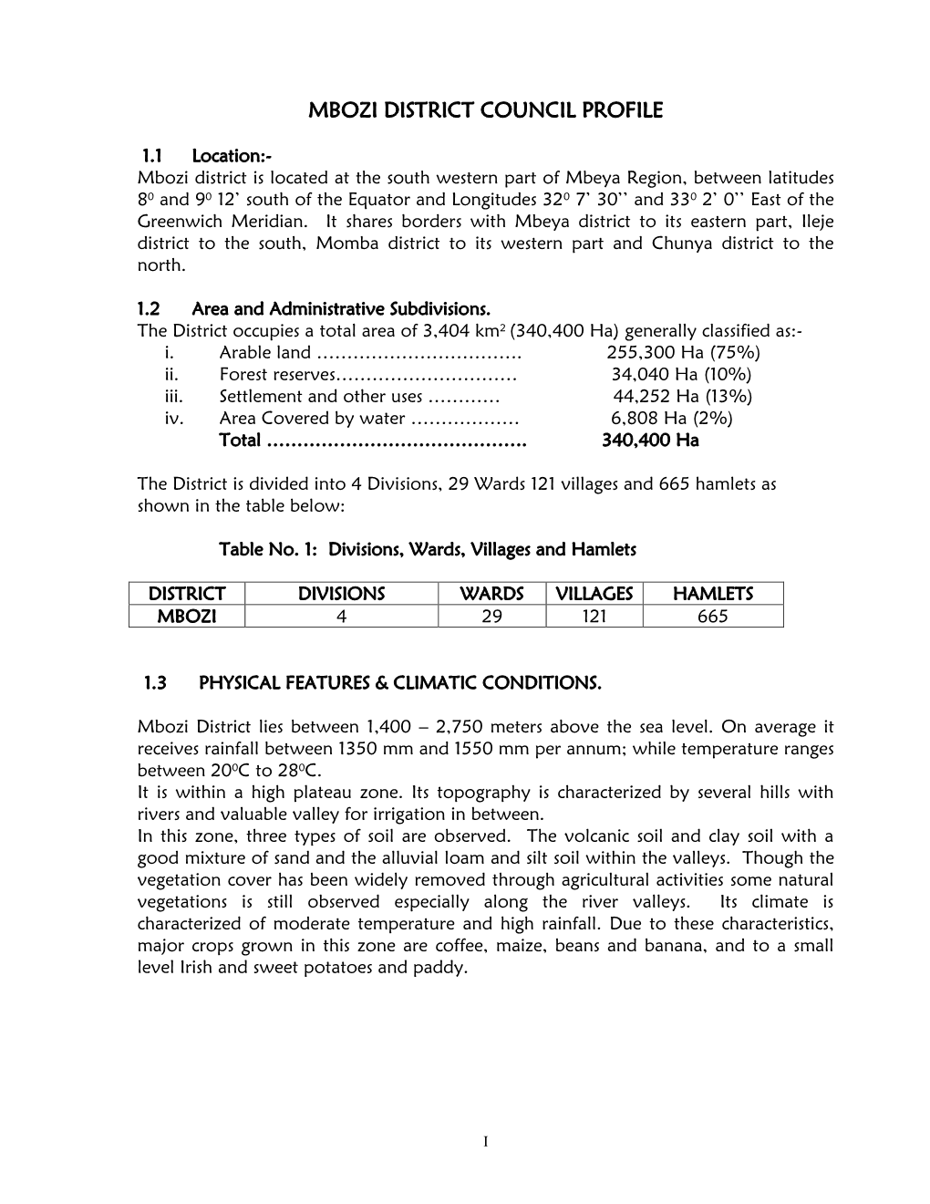 Mbozi District Council Profile