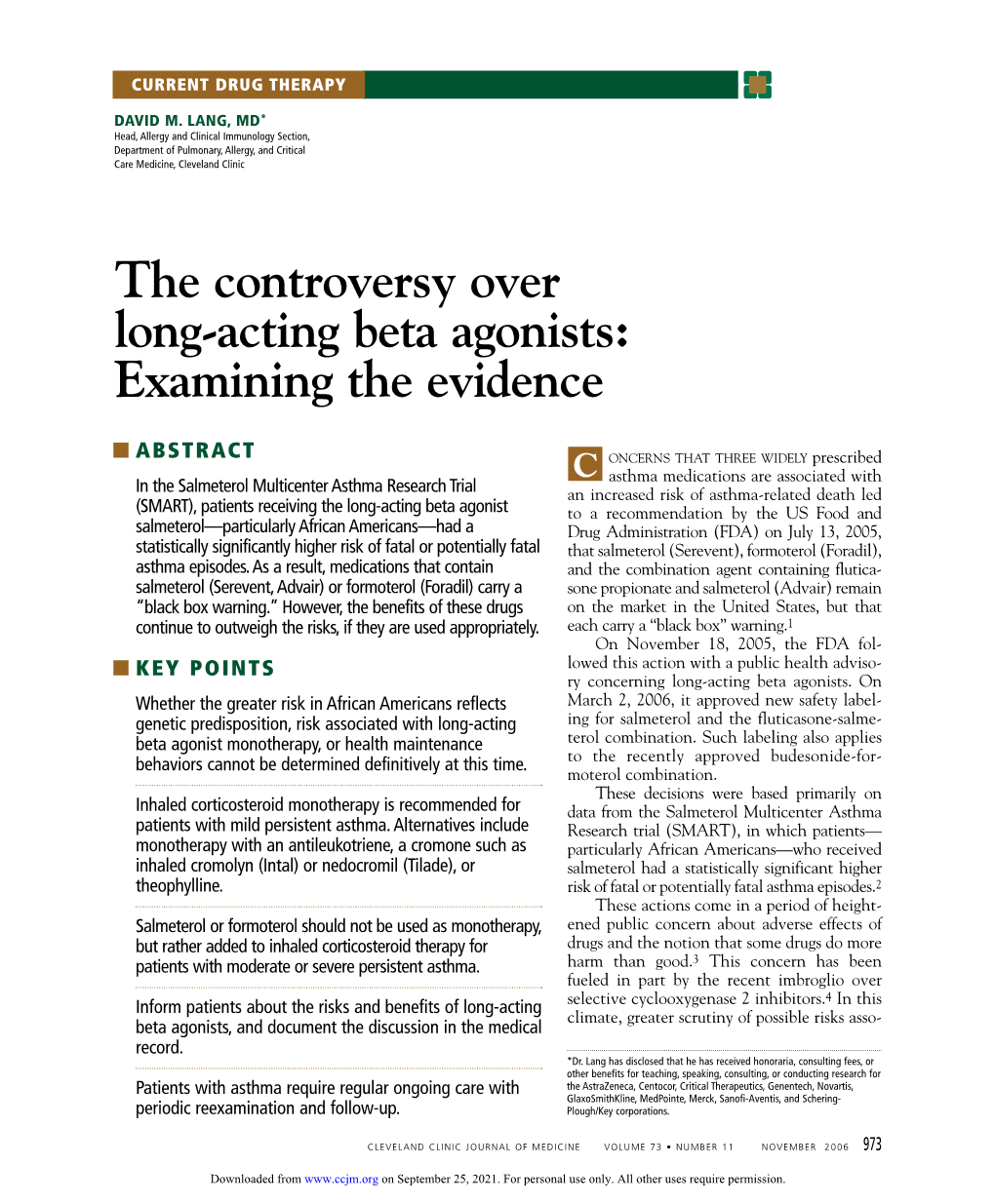 The Controversy Over Long-Acting Beta Agonists: Examining the Evidence