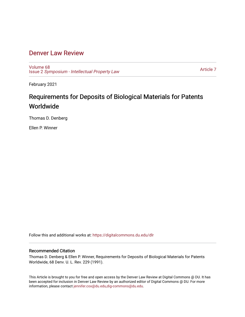 Requirements for Deposits of Biological Materials for Patents Worldwide