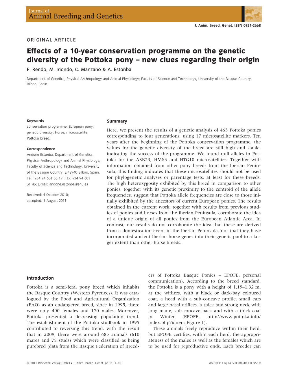 Effects of a 10Year Conservation Programme on the Genetic Diversity