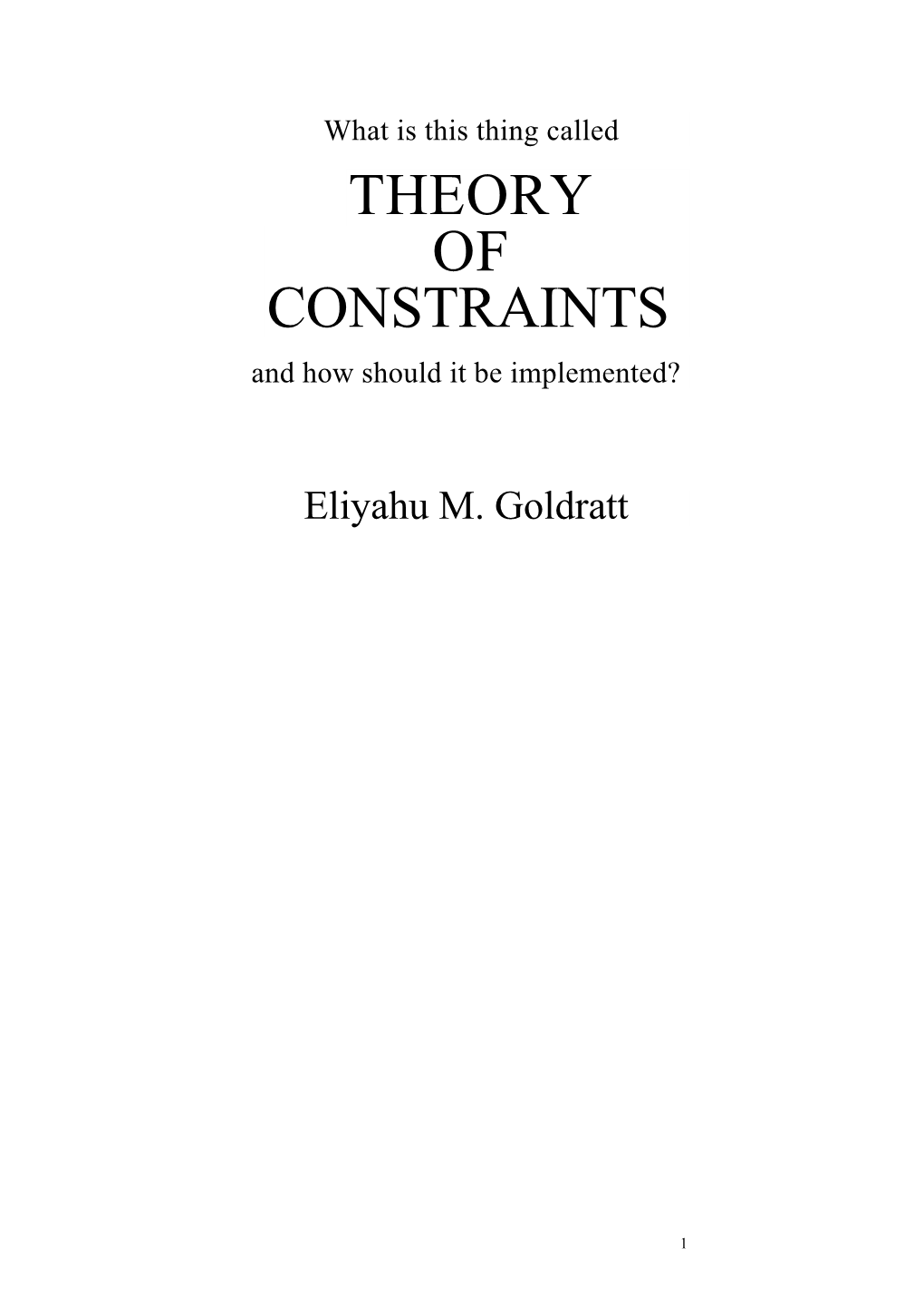 Theory of Constraints?