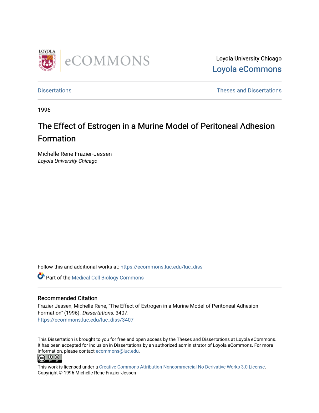 The Effect of Estrogen in a Murine Model of Peritoneal Adhesion Formation