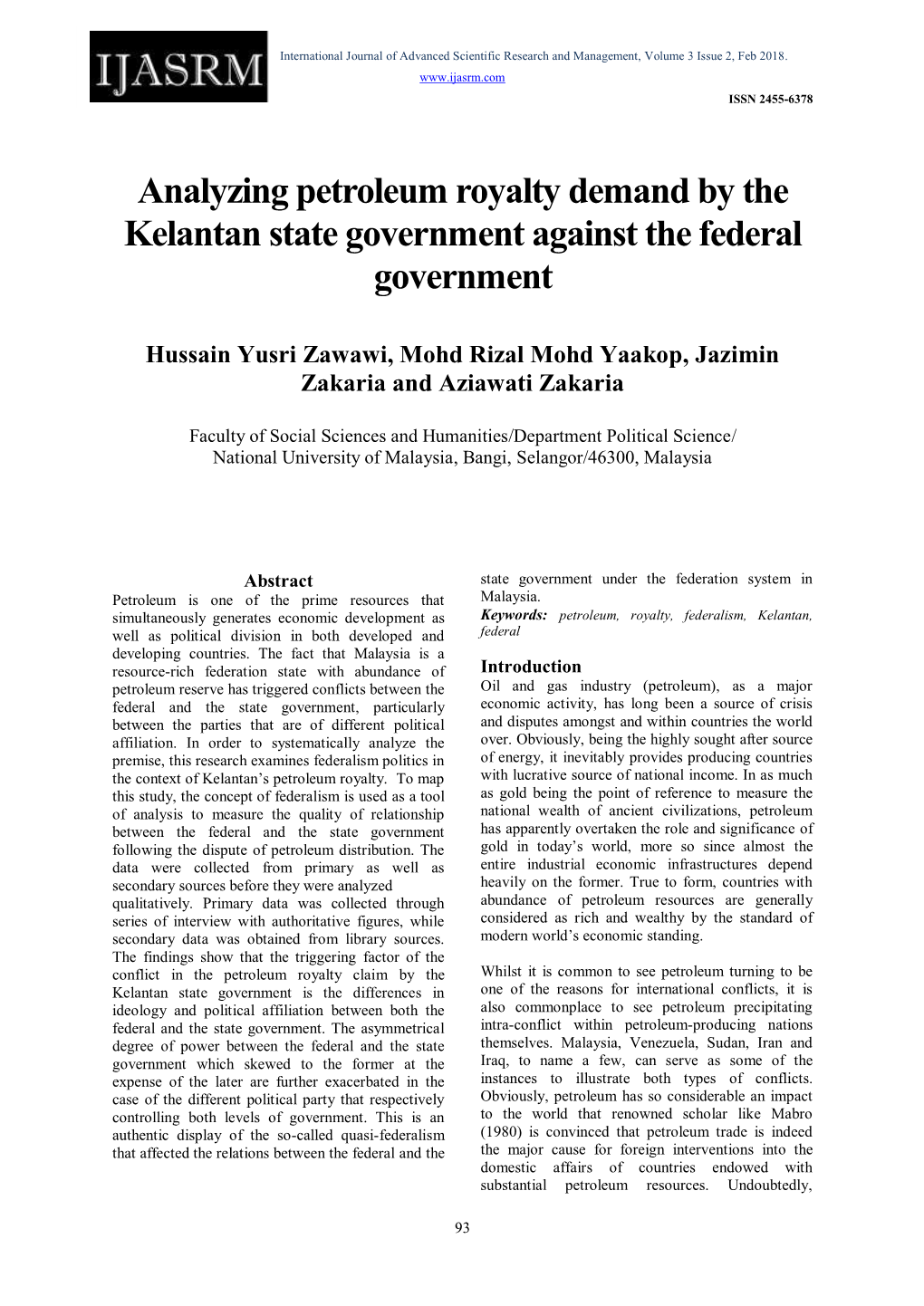 Analyzing Petroleum Royalty Demand by the Kelantan State Government Against the Federal Government