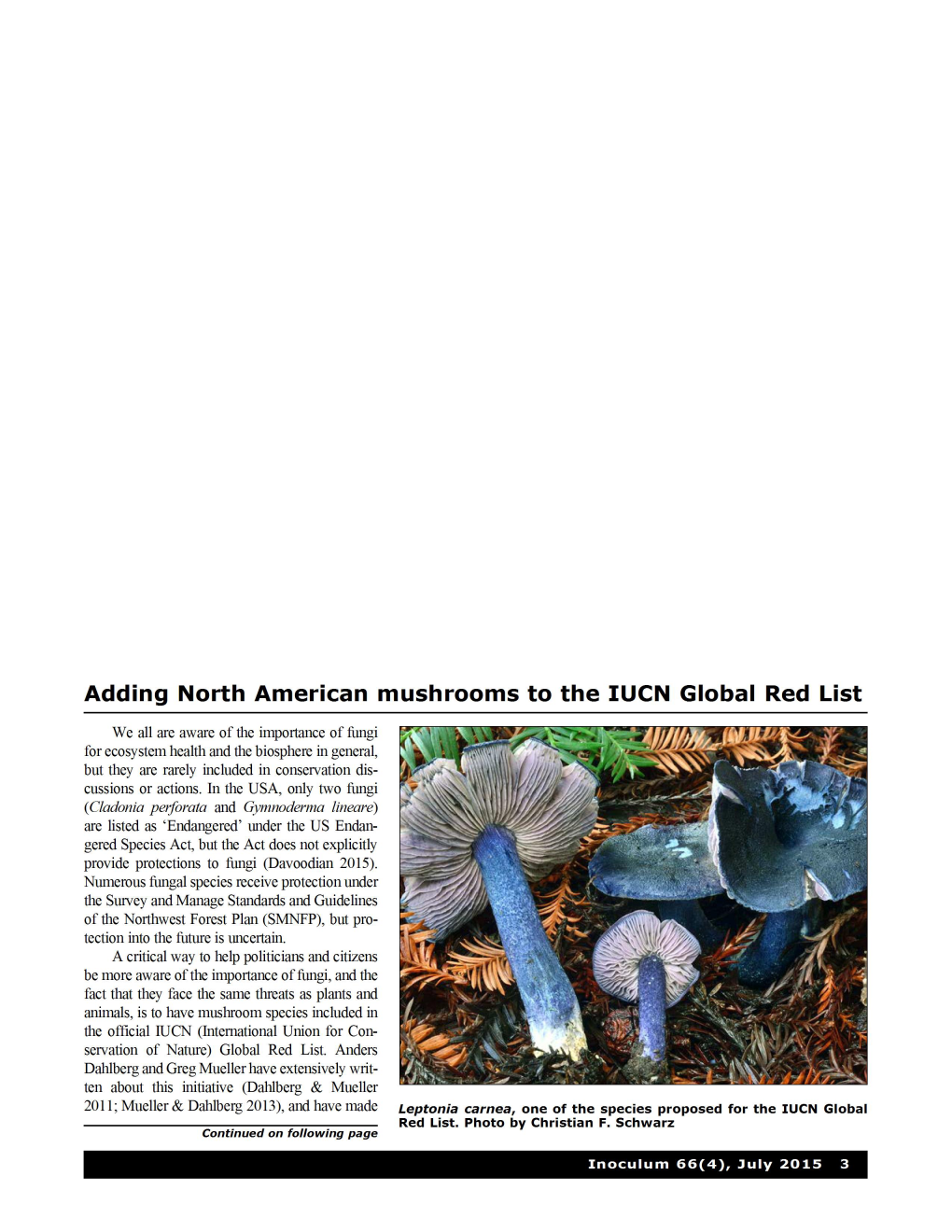 Adding North American Mushrooms to the IUCN Global Red List