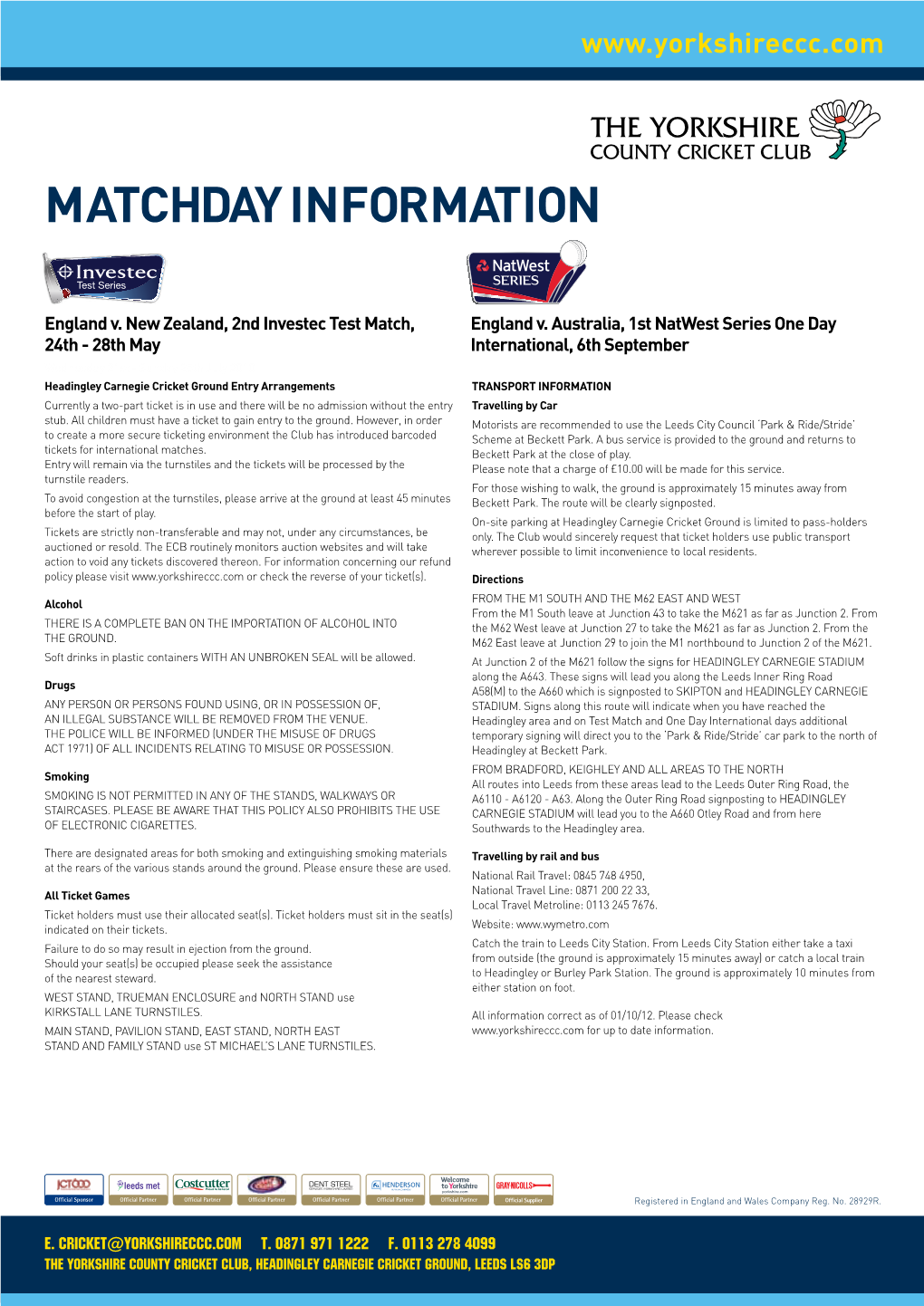 Matchday Information