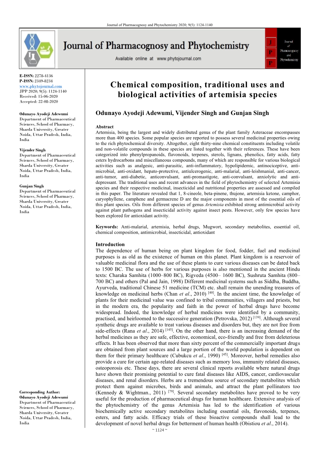 Chemical Composition, Traditional Uses and Biological Activities Of