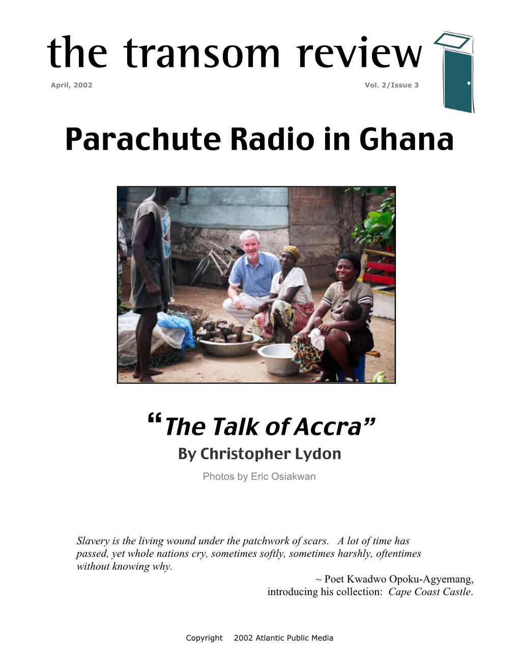 Transom Review: Parachute Radio in Ghana