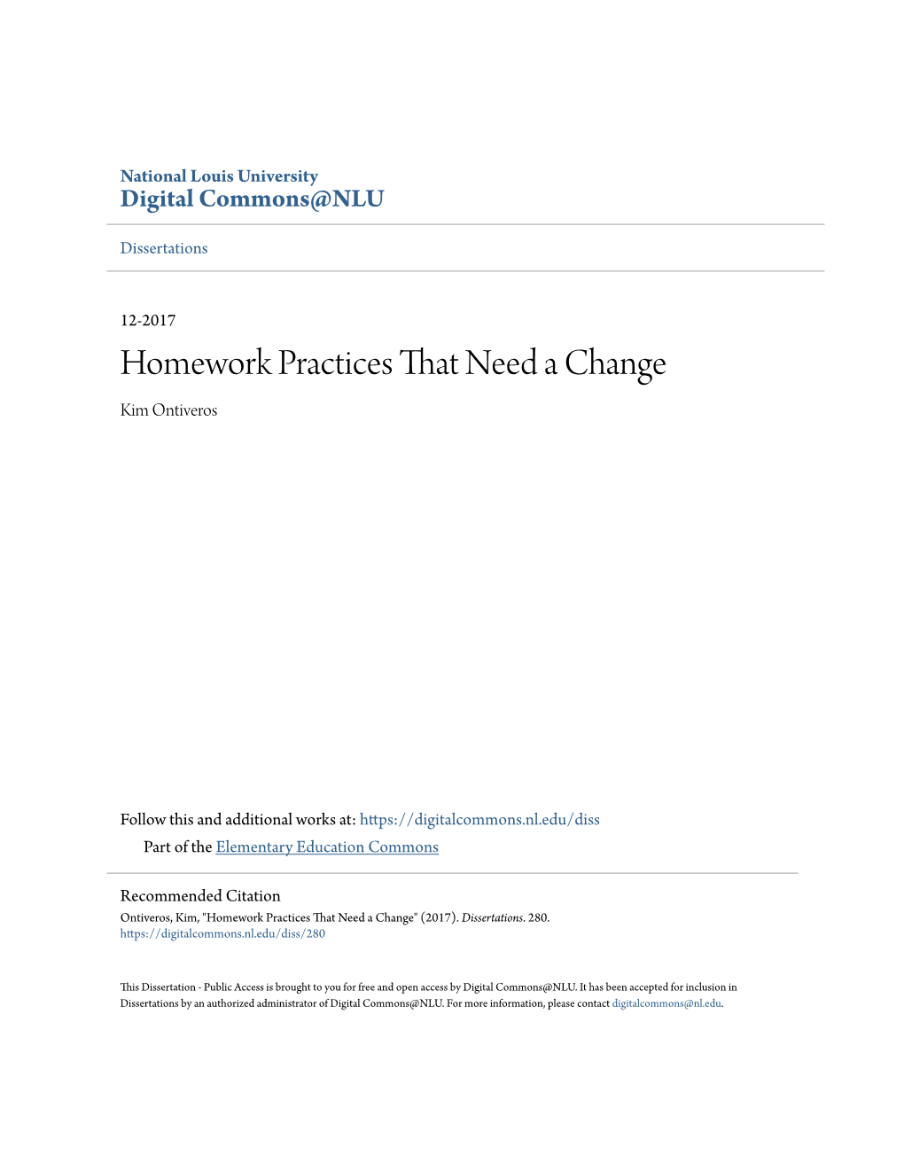 Homework Practices That Need a Change Kim Ontiveros