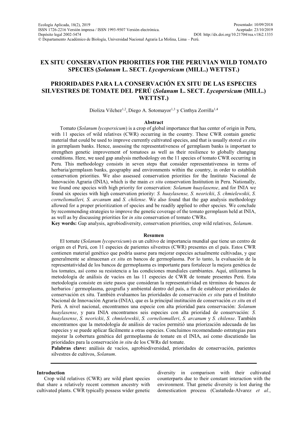 PERUVIAN TOMATO GAP ANALYSIS Julio - Diciembre 2019 ______