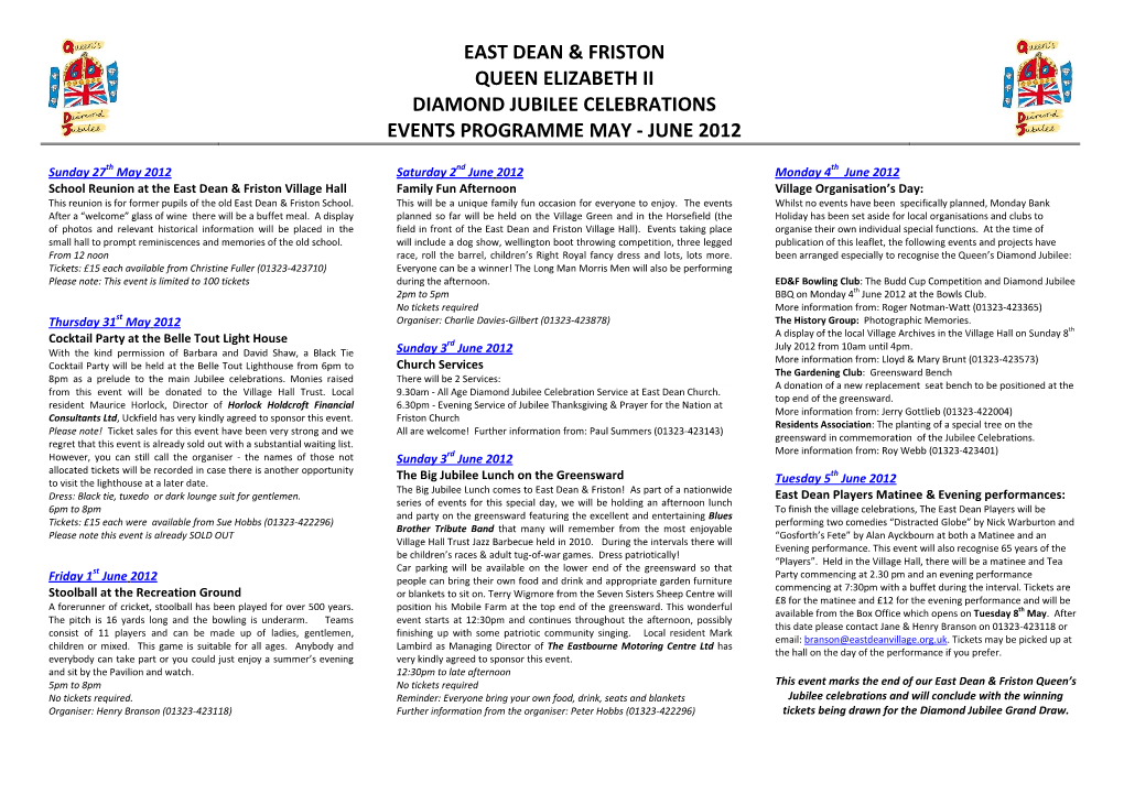 East Dean & Friston Queen Elizabeth Ii