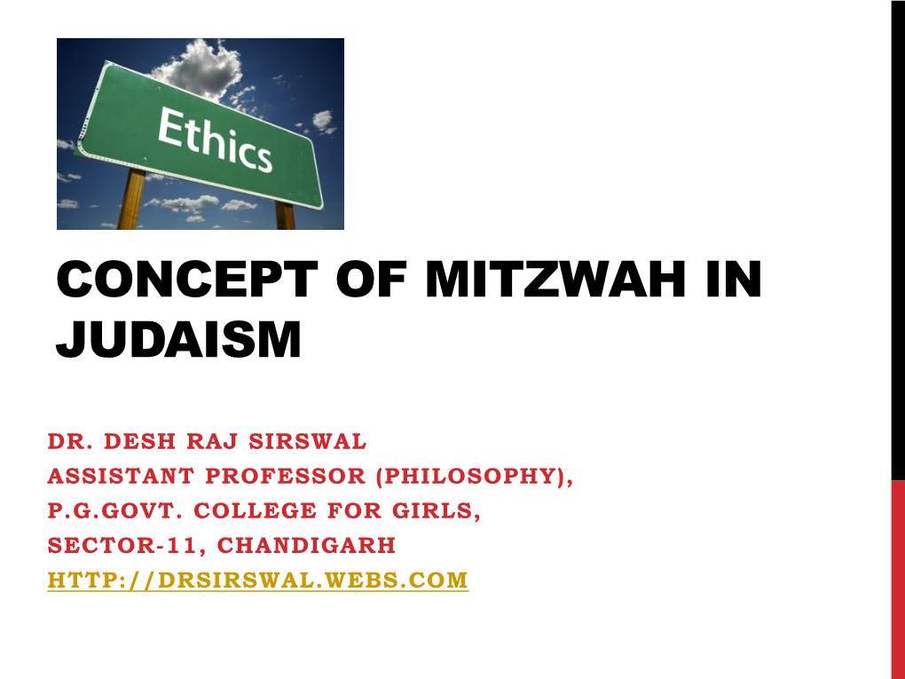 Concept of Mitzwah in Judaism