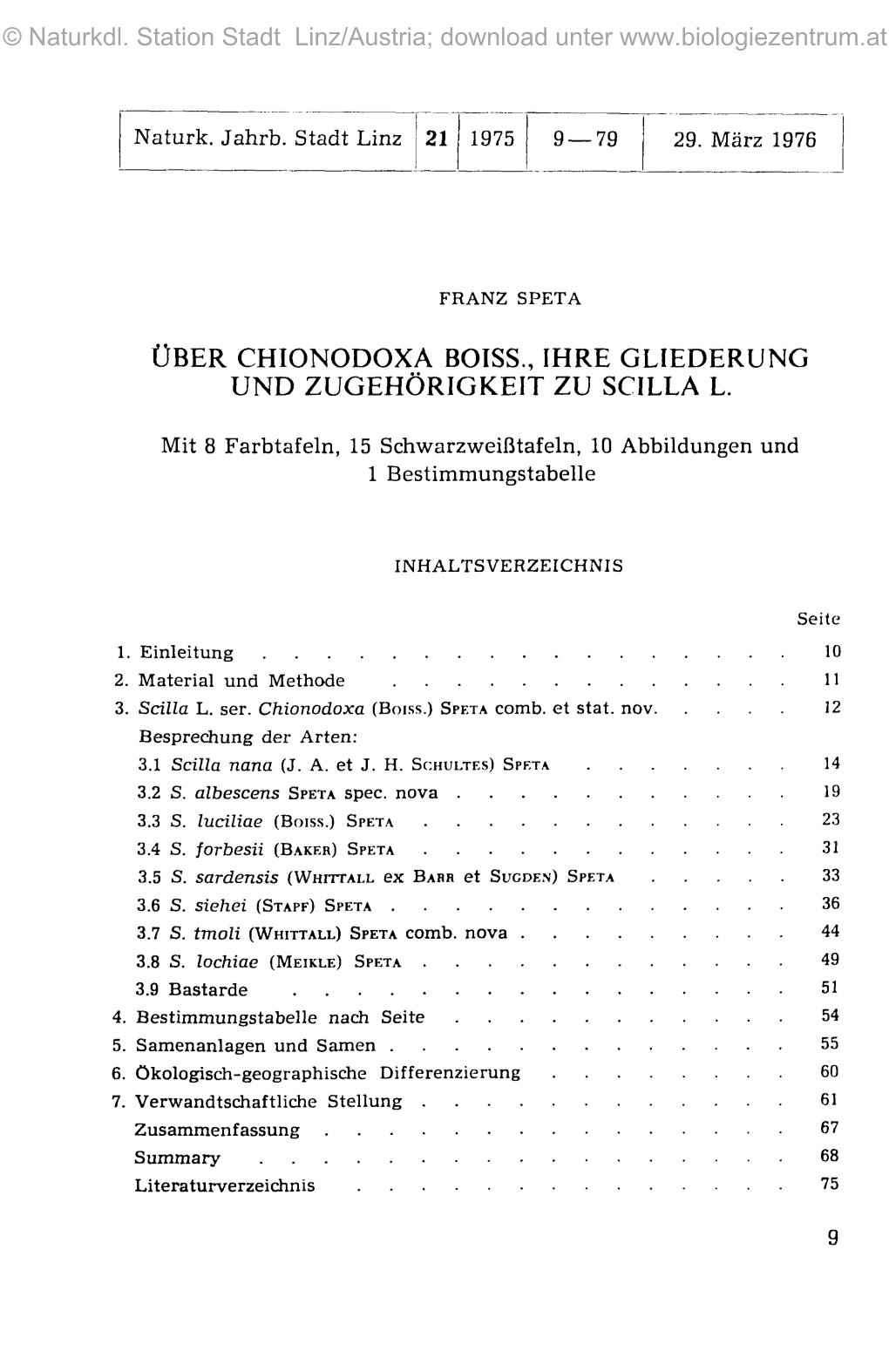 Über Chionodoxa Boiss., Ihre Gliederung Und Zugehörigkeit Zu Scilla L